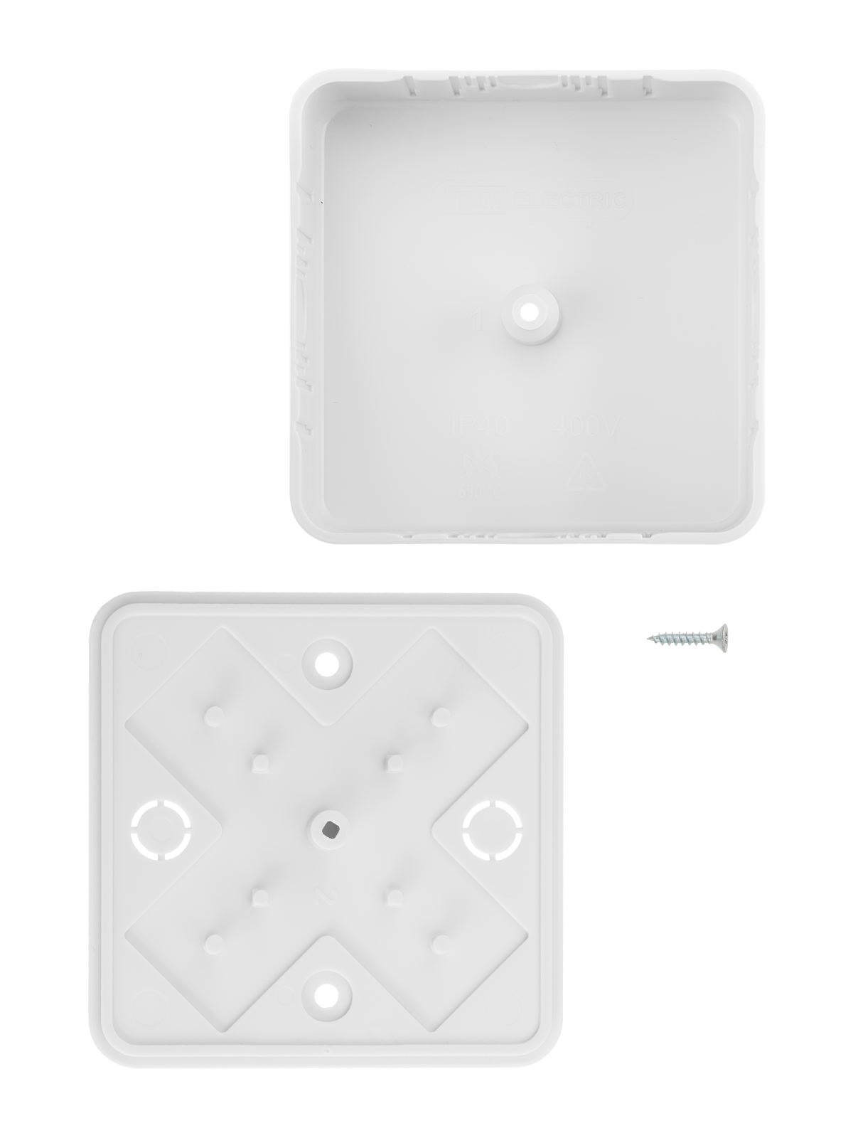 Коробка распаячная КР 75х75х28 ОП белая, IP40, инд. штрихкод TDM